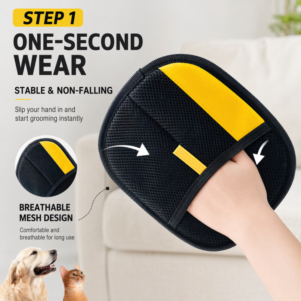 ROADREIGN - Gant de toilettage doux pour animaux - Massage apaisant et démêlage efficace pour une maison sans poils 1