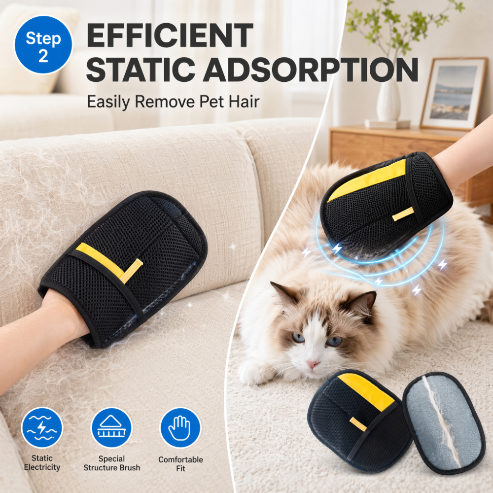 ROADREIGN - Gant de toilettage doux pour animaux - Massage apaisant et démêlage efficace pour une maison sans poils 3