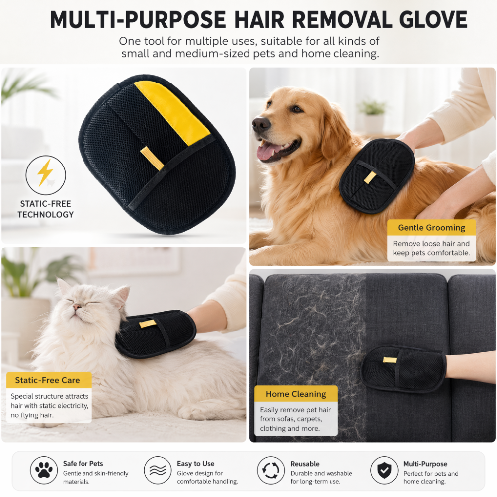 ROADREIGN - Gant de toilettage doux pour animaux - Massage apaisant et démêlage efficace pour une maison sans poils 5