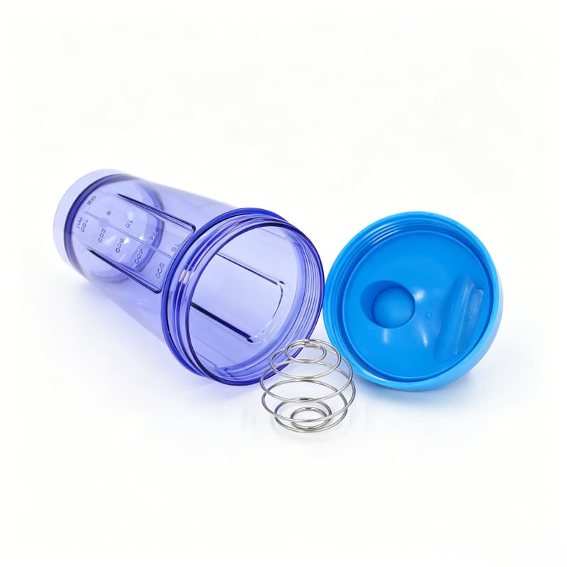 Novo design de coqueteleira de proteína de 500ml em plástico com esfera misturadora de aço inoxidável para misturar proteína em pó em atividades esportivas e fitness. 18
