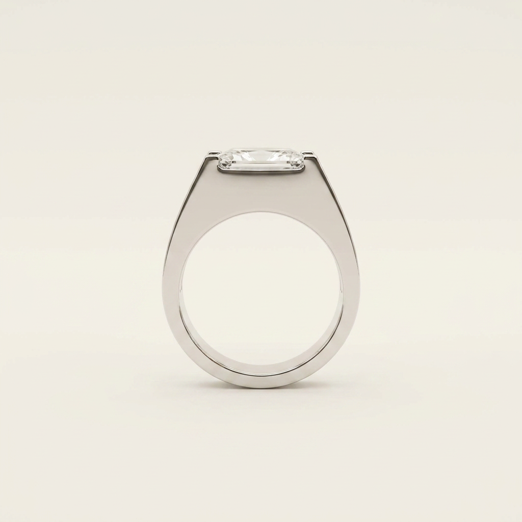 Platinum 5.1ct Princesses Cut Lab-Grown Diamond Man Ring 2