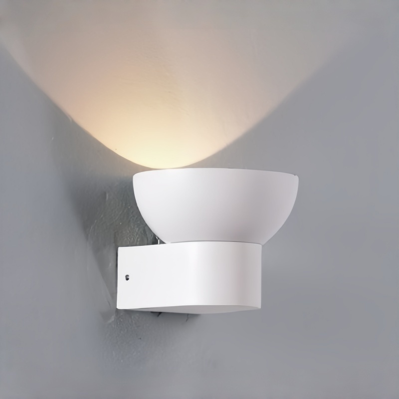 Aplique de pared exterior moderno con forma de cuenco, luz blanca ascendente con base cilíndrica, negro, blanco y gris, HTD-EW4511 1