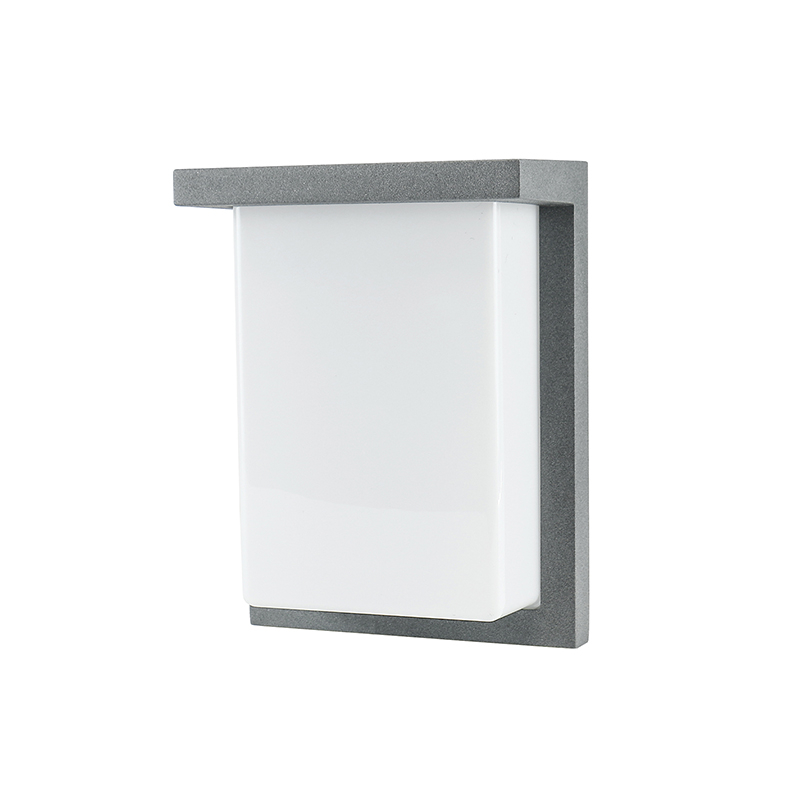 Aplique de pared exterior moderno de marco cuadrado, cuerpo negro con panel luminoso grande, negro, blanco y gris, HTD-EW4426-6 5