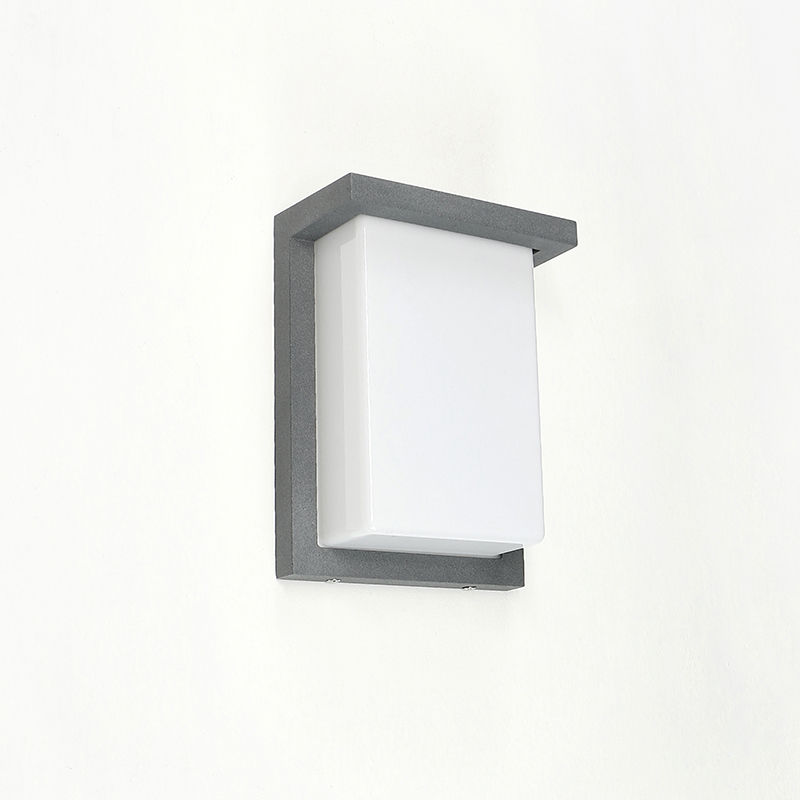 Aplique de pared exterior moderno de marco cuadrado, cuerpo negro con panel luminoso grande, negro, blanco y gris, HTD-EW4426-6 4