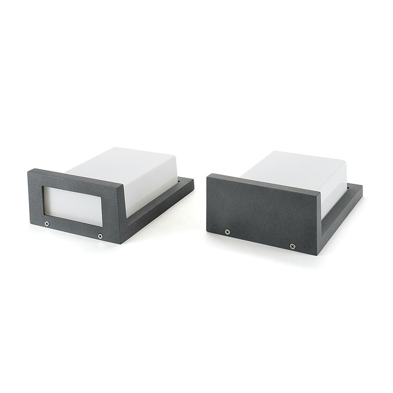 Aplique de pared exterior moderno de marco cuadrado, cuerpo negro con panel luminoso grande, negro, blanco y gris, HTD-EW4426-6 6