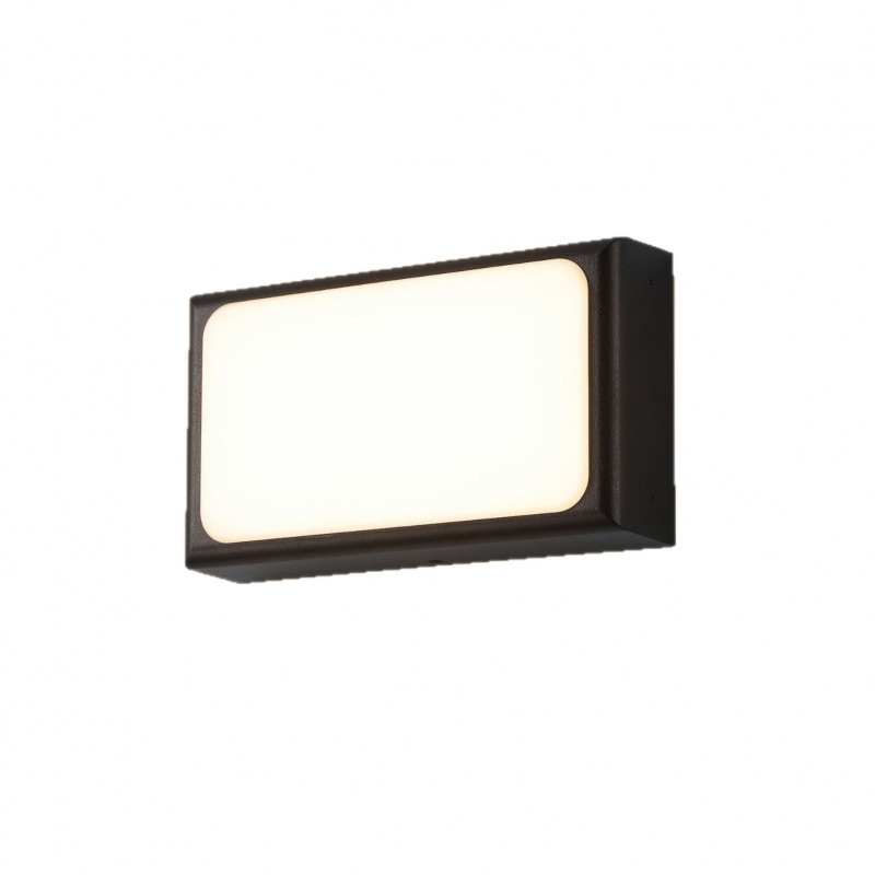 Aplique de pared exterior rectangular moderno y delgado, marco negro con panel luminoso redondeado grande, negro, blanco y gris, HTD-EW4426-7 3