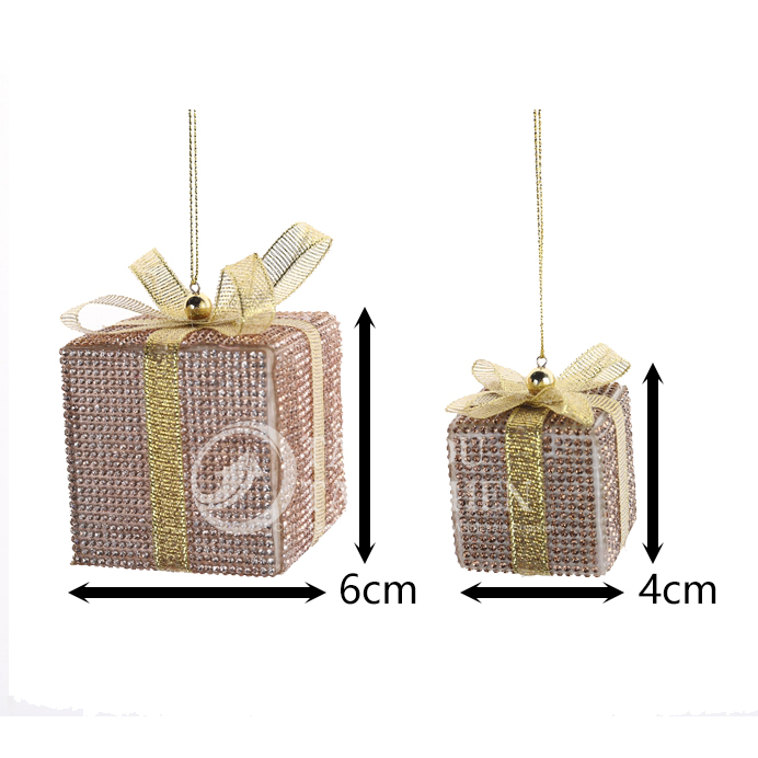 Custom OEM ODM Christmas Gift Box Ornaments Assorted Fabric Sequin Rhinestone Plush Felt Hanging Pendants Xmas Tree Decorations 6