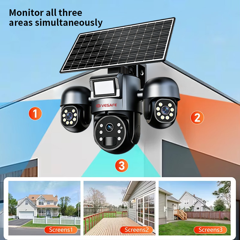 VESAFE Solar Camara Ubox Three Lenses 9MP IP PIR PTZ 8