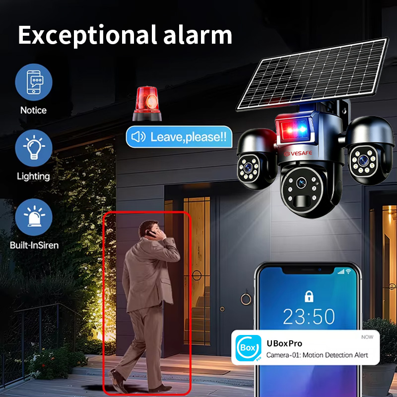 VESAFE Solar Camara Ubox Three Lenses 9MP IP PIR PTZ 9