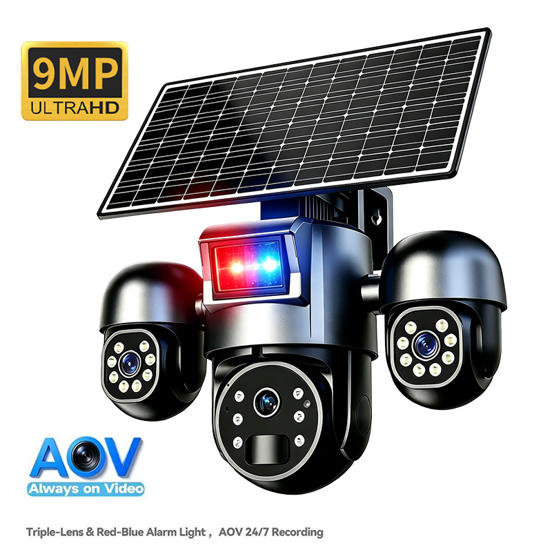 VESAFE Solar Camara Ubox Three Lenses 9MP IP PIR PTZ 1