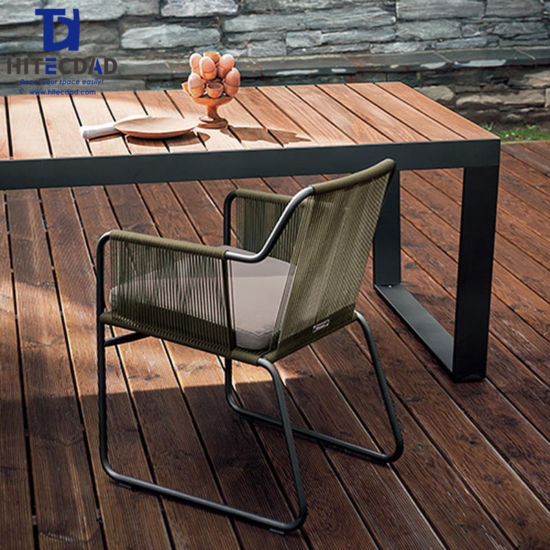 Chaise de patio cantilever moderne avec revêtement en corde grise tressée HTD-OF1063 3