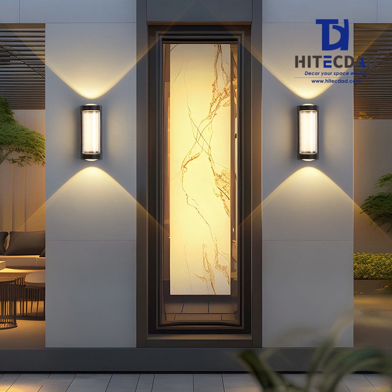 Sleek Cylindrical Up Down Wall Light, Black Frame with Clear Tube Shade, 24W LED IP65 Waterproof, HTD-EW4617 2