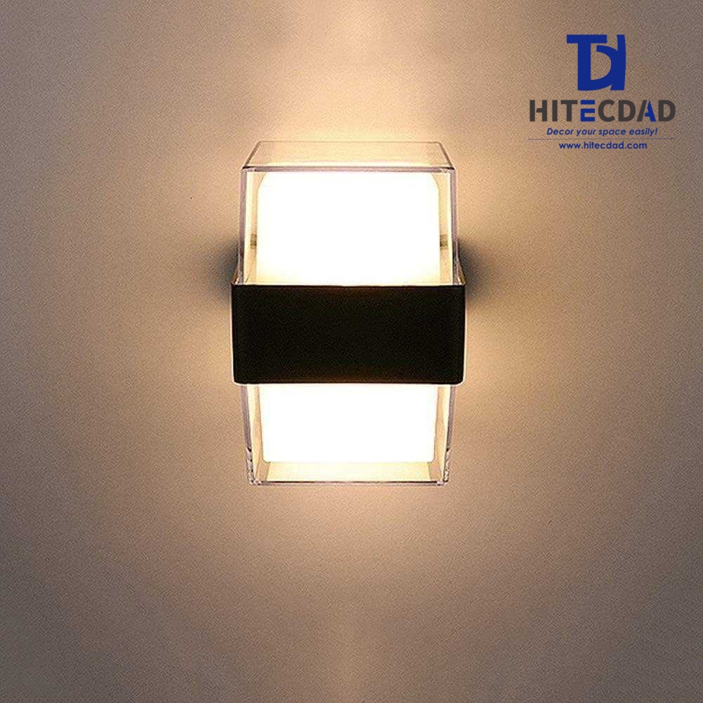 Aplique de pared exterior moderno en forma de V, cuerpo geométrico con iluminación bidireccional, negro/blanco/gris, HTD-EW4437 4