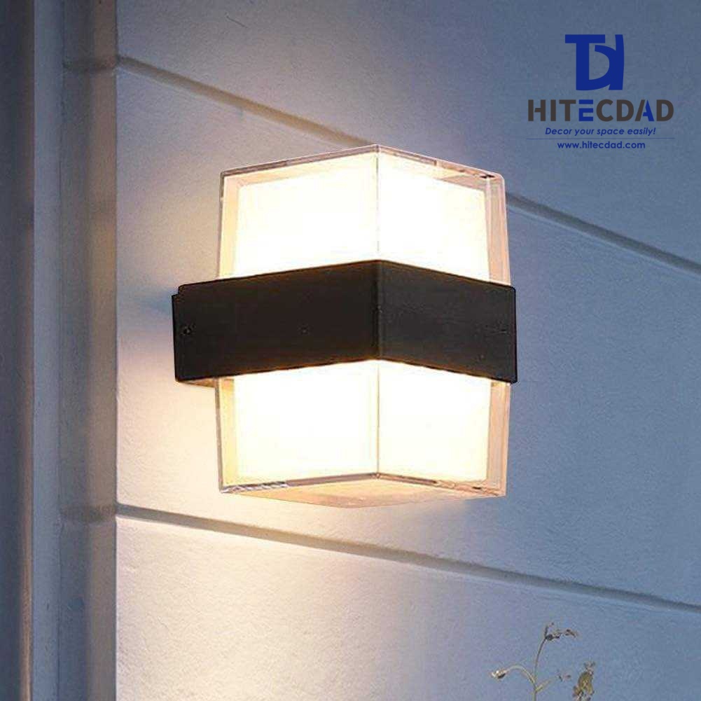 Aplique de pared exterior moderno en forma de V, cuerpo geométrico con iluminación bidireccional, negro/blanco/gris, HTD-EW4437 1