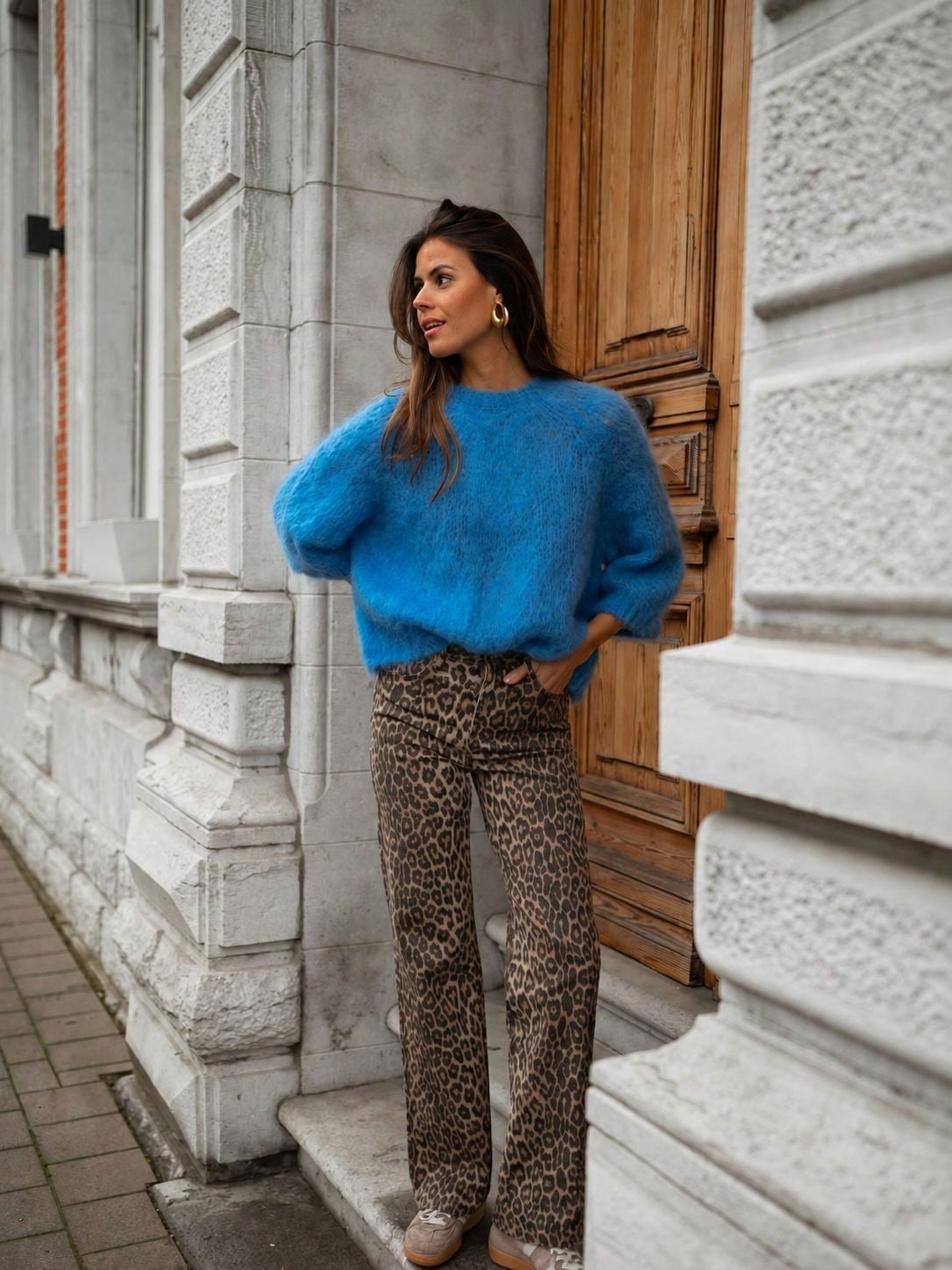 Fan Flo Damenstrickwaren, einfarbiger, flauschiger Strickpullover für Damen, schickes, lässig-lässiges Oversize-Strickoberteil 6