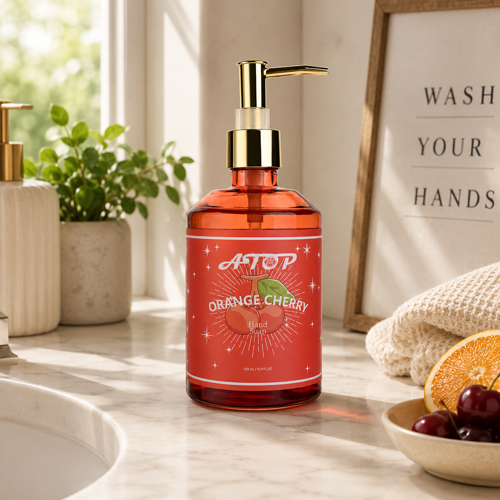 500mL Orange Cherry Hand Soap in Glass Bottle - Eco-friendly or Gentle Formula Hand Soap 2