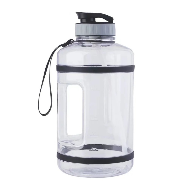 Jarra de água de plástico transparente de grande capacidade (4000 ml) com cordão para canudo e 2 anéis de silicone | Garrafa de água grande para academia e esportes, livre de BPA, em PP, PETG e Tritan, com logotipo personalizado (OEM/ODM). 1