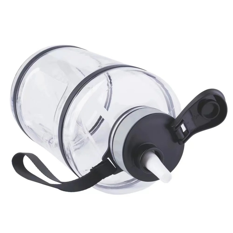 Jarra de água de plástico transparente de grande capacidade (4000 ml) com cordão para canudo e 2 anéis de silicone | Garrafa de água grande para academia e esportes, livre de BPA, em PP, PETG e Tritan, com logotipo personalizado (OEM/ODM). 2