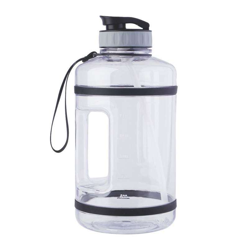 Jarra de água de plástico transparente de grande capacidade (4000 ml) com cordão para canudo e 2 anéis de silicone | Garrafa de água grande para academia e esportes, livre de BPA, em PP, PETG e Tritan, com logotipo personalizado (OEM/ODM). 3