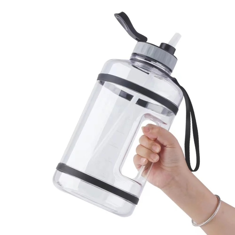 Jarra de água de plástico transparente de grande capacidade (4000 ml) com cordão para canudo e 2 anéis de silicone | Garrafa de água grande para academia e esportes, livre de BPA, em PP, PETG e Tritan, com logotipo personalizado (OEM/ODM). 10