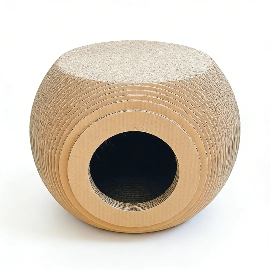 Highly Customizable Spherical Corrugated Cardboard Cat Scratching House WW-0028