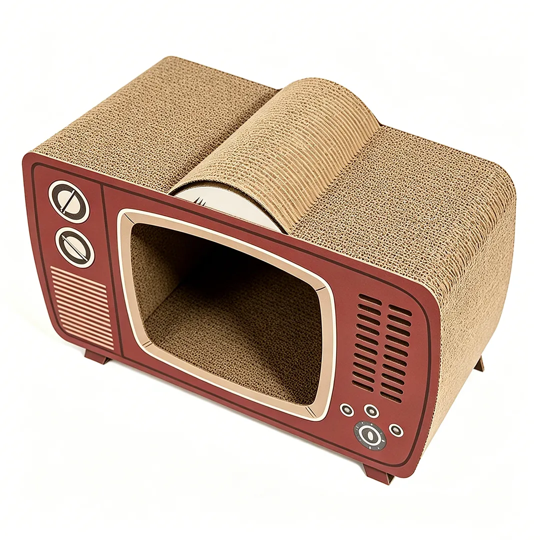 Wholesale Cat Bed And Scratcher Custom American Retro TV Shape WW-0030 2