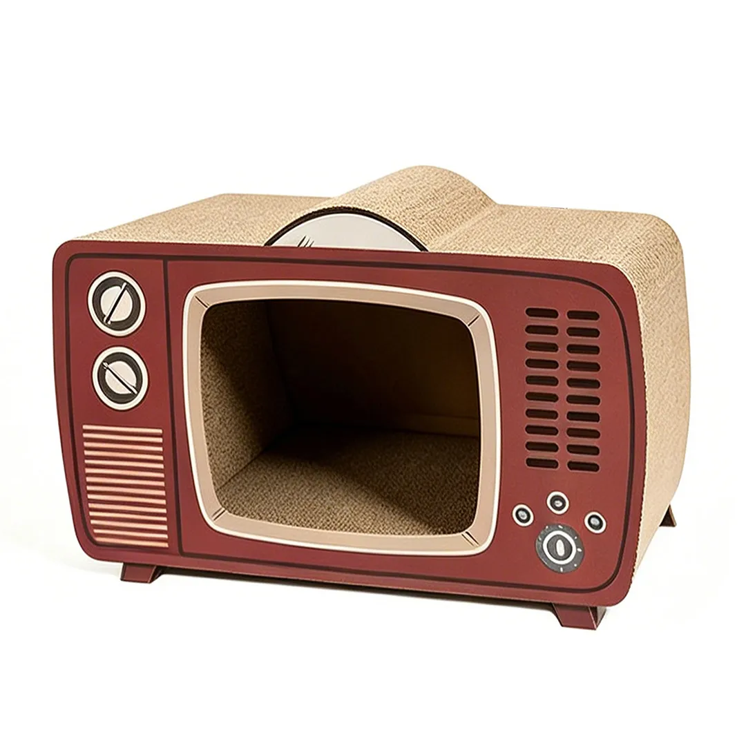 Wholesale Cat Bed And Scratcher Custom American Retro TV Shape WW-0030 3
