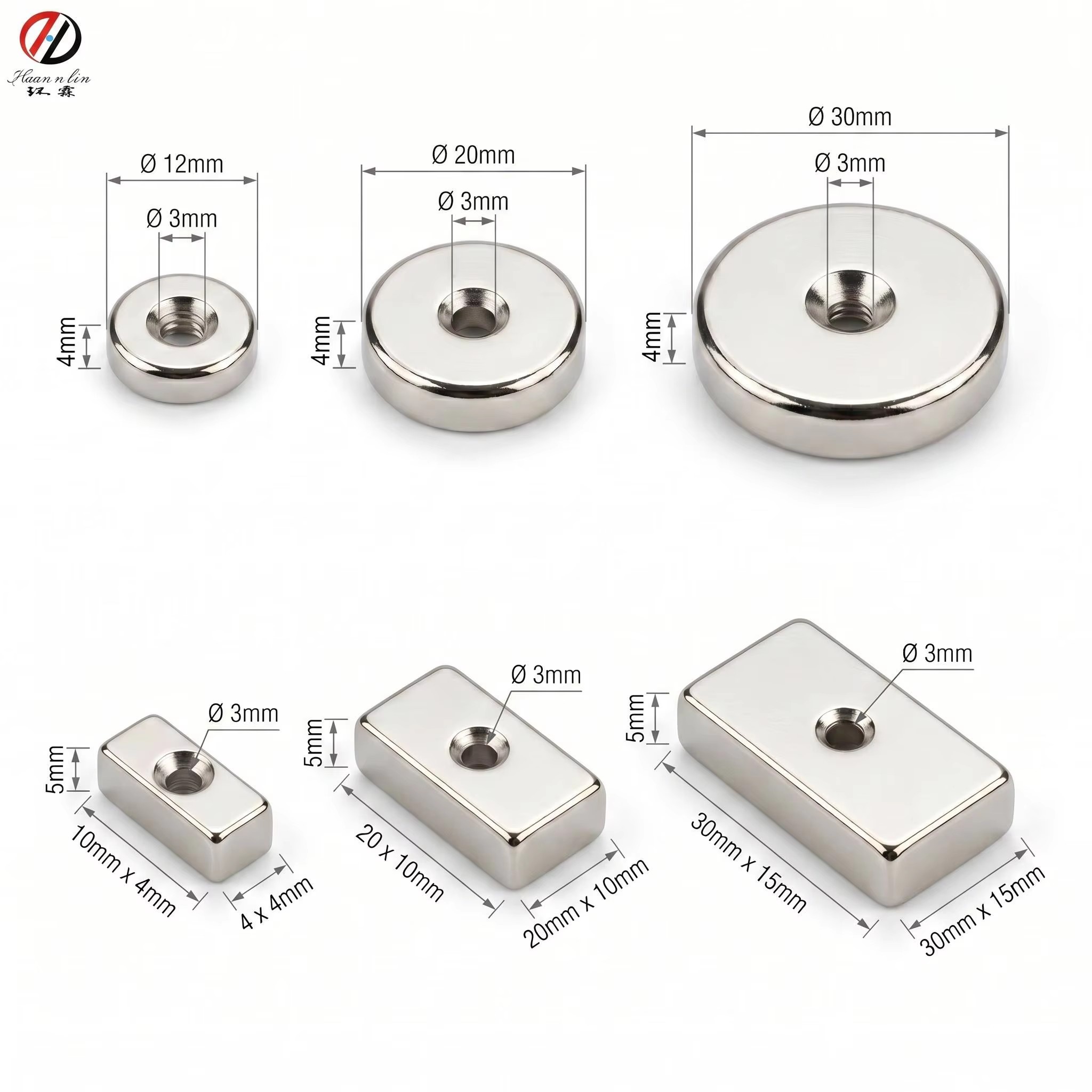 Counterbore Neodymium Magnets, High Strength Round NdFeB Magnets with Sink Hole for Screw Mounting 2