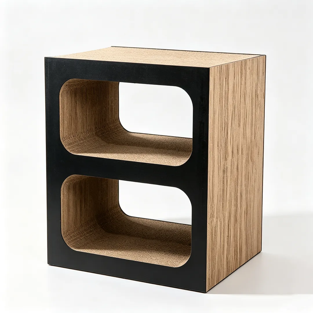 High-Quality Custom Double-Layer Square Box Cat Scratching Bed Integrated Board PJ-0015 2