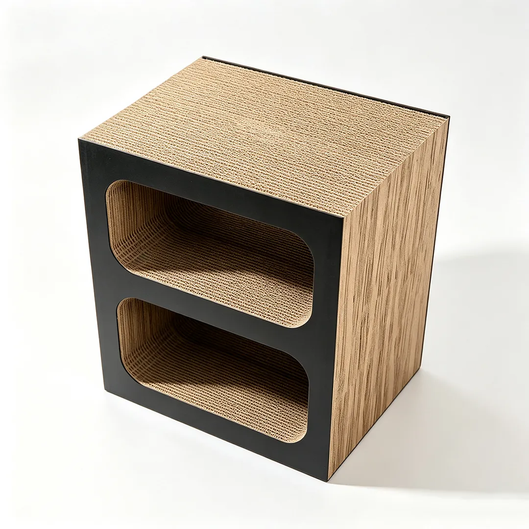 High-Quality Custom Double-Layer Square Box Cat Scratching Bed Integrated Board PJ-0015 3