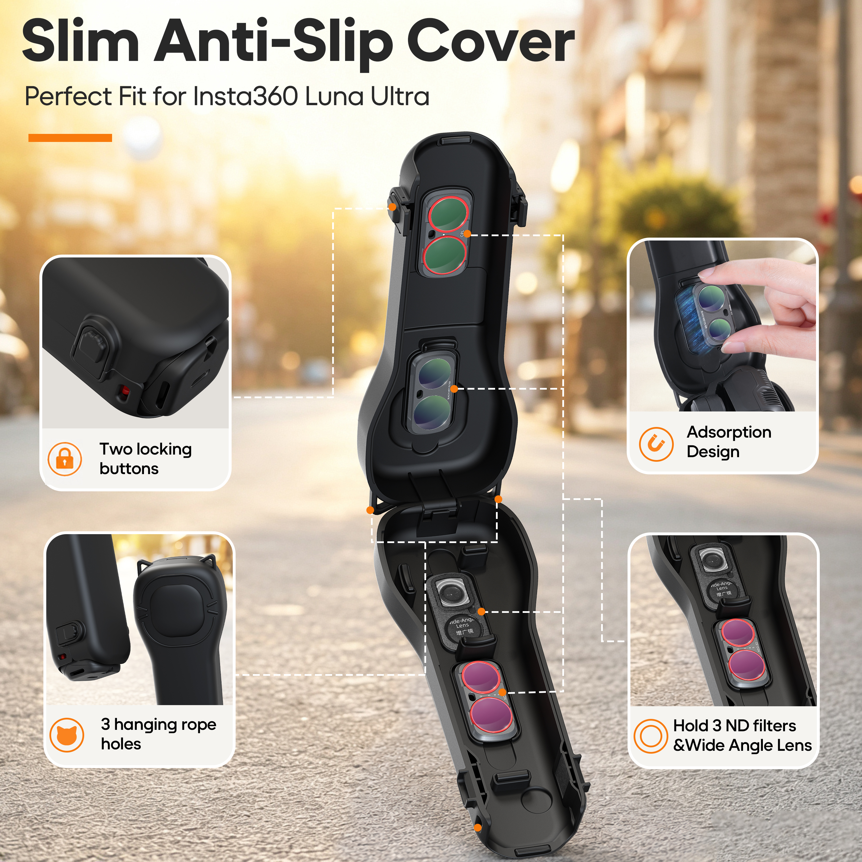 Funda protectora de cardán de cuerpo completo para Insta360 Luna Ultra