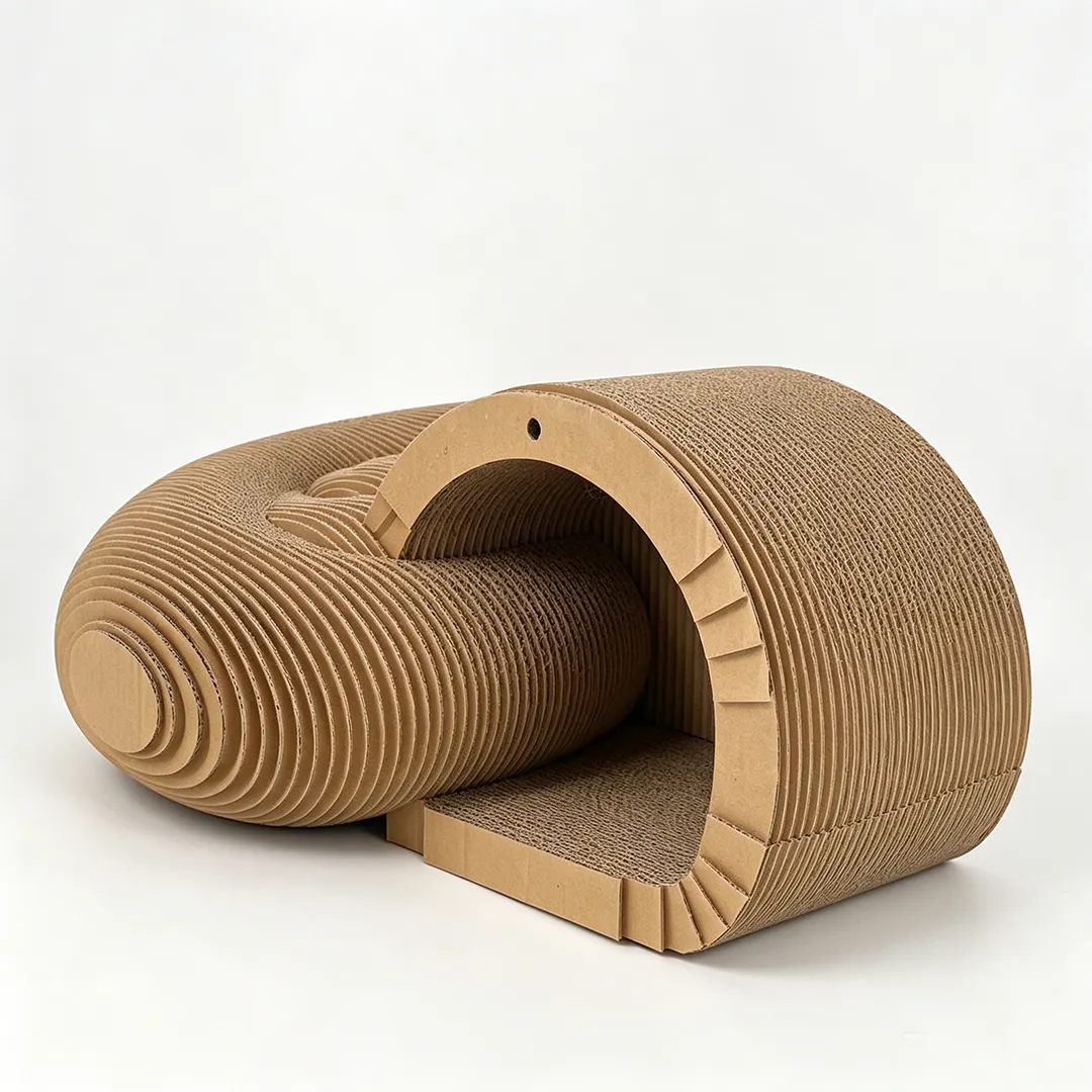 High-Quality Custom Artistic Snail-Shaped Curved Tunnel Cat Scratcher ZB-0152 1