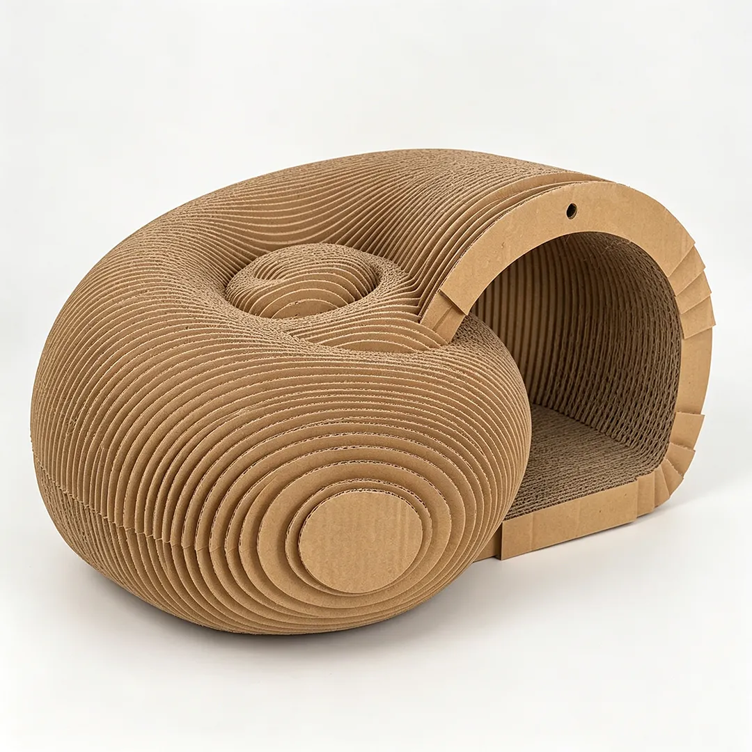 High-Quality Custom Artistic Snail-Shaped Curved Tunnel Cat Scratcher ZB-0152 3