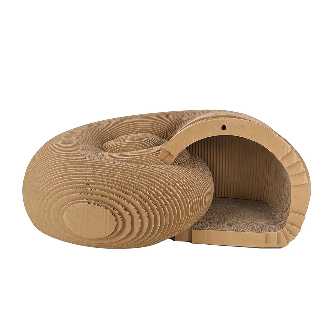 High-Quality Custom Artistic Snail-Shaped Curved Tunnel Cat Scratcher ZB-0152 2