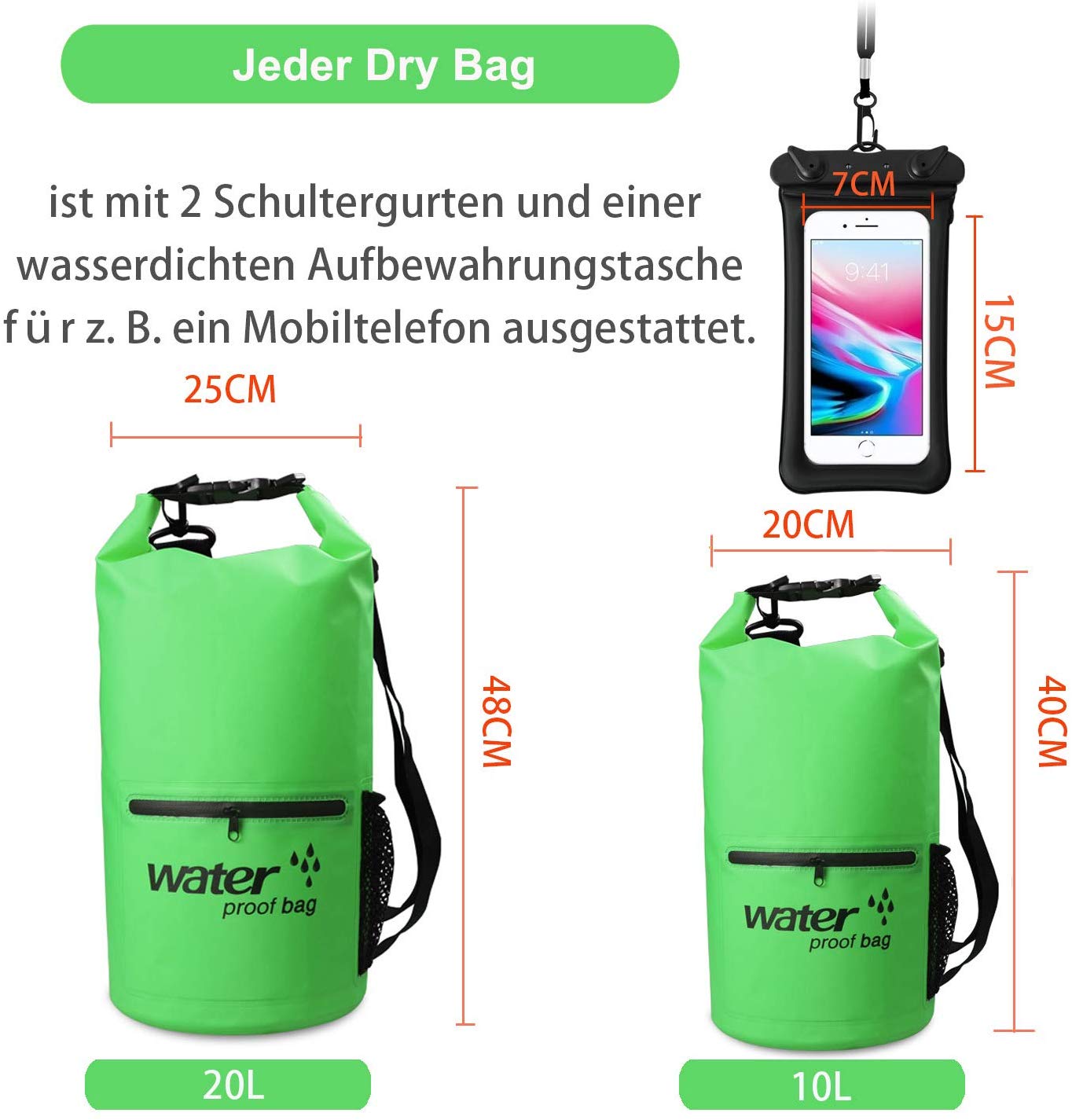OEM custom print logo 2L 5L 10L 15L 20L hiking swim 500d pvc tarpaulin water proof ocean pack drybag waterproof dry bag 4