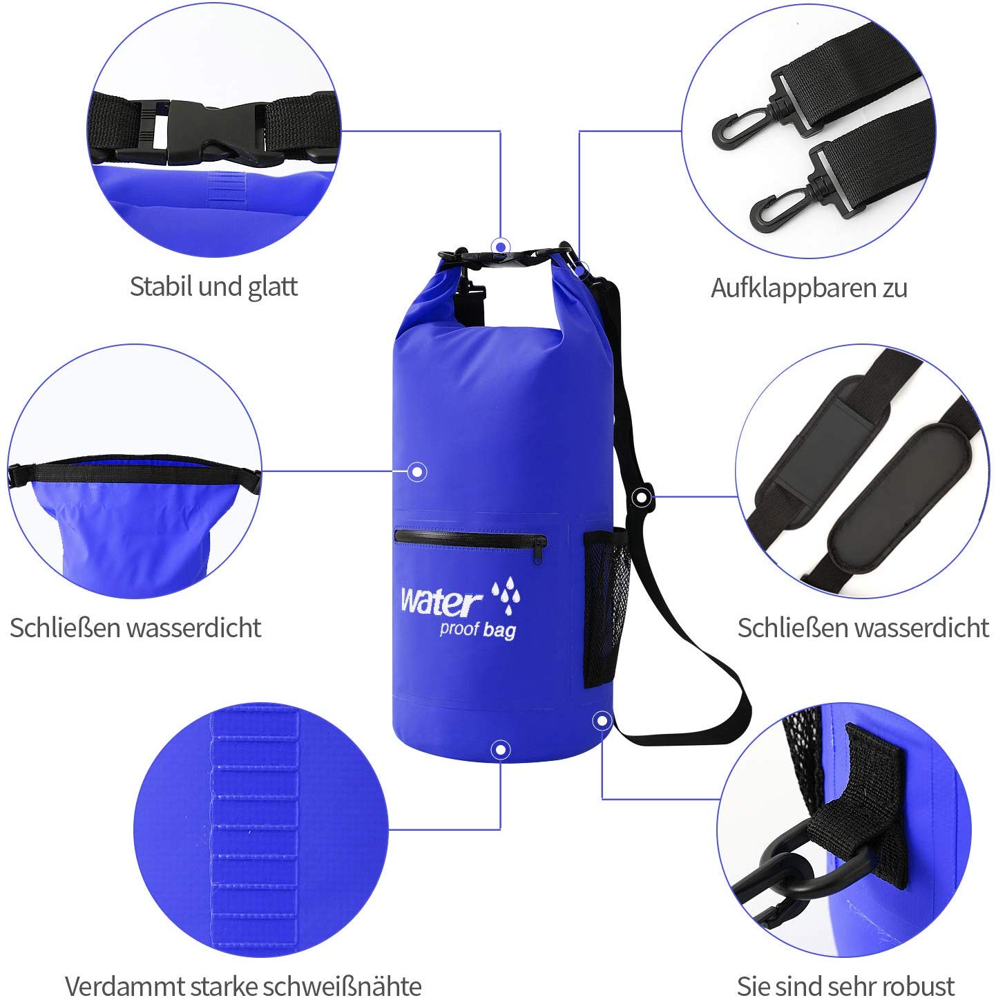 OEM Multi Purpose Swimming Diving Rafting Hiking PVC Waterproof Outdoor Sport Dry Bag Sling Backpack 6