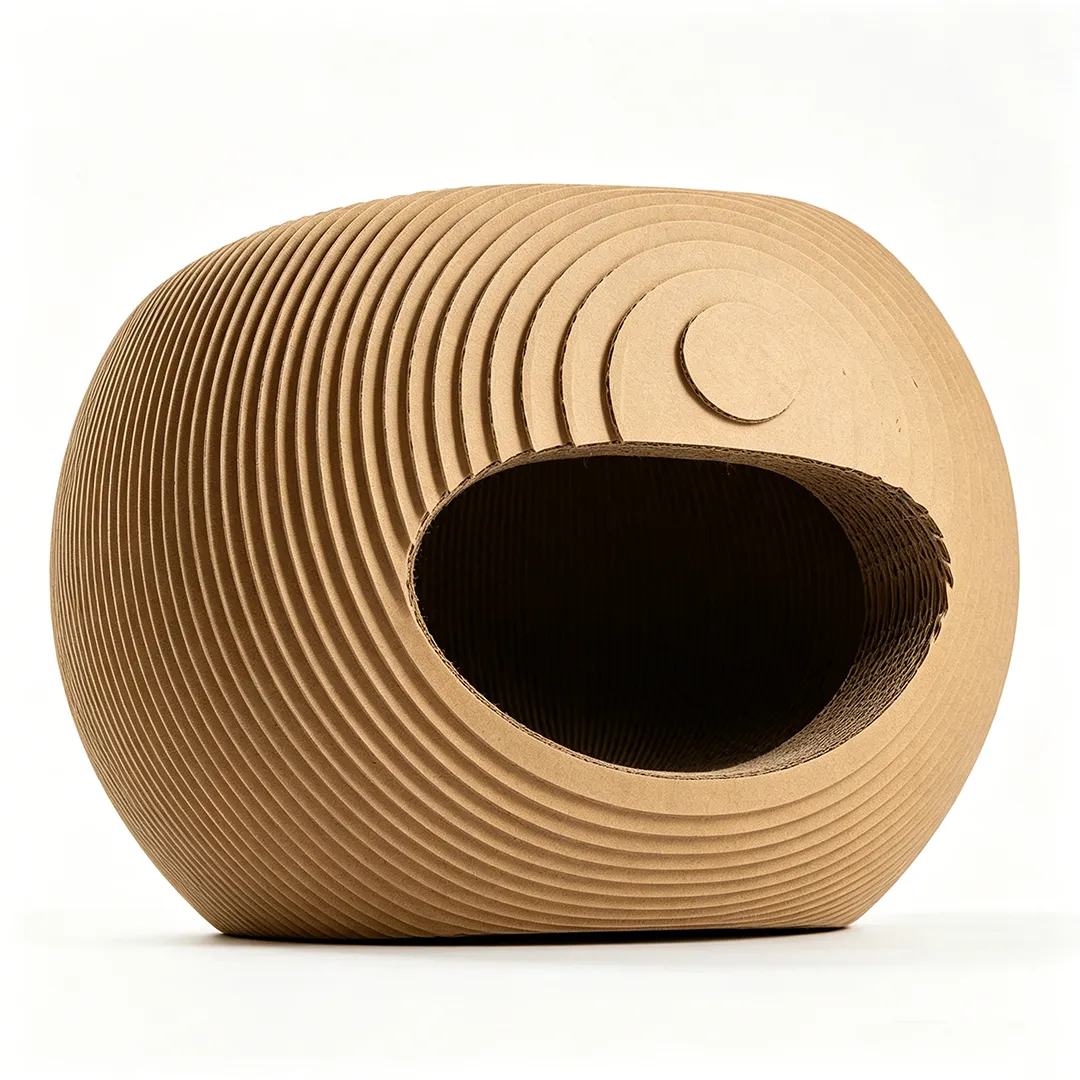 High-Quality Custom Round Wavy Texture Cat Rest House ZB-0155 2