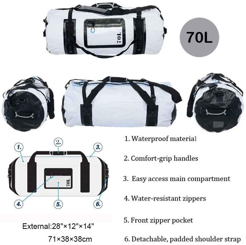 Custom Logo 500D PVC Tarpaulin Waterproof Duffel  Dry Bag Camping Outdoor Sport Travel Bag Backpack Duffel  Travel Duffel  Bag 4