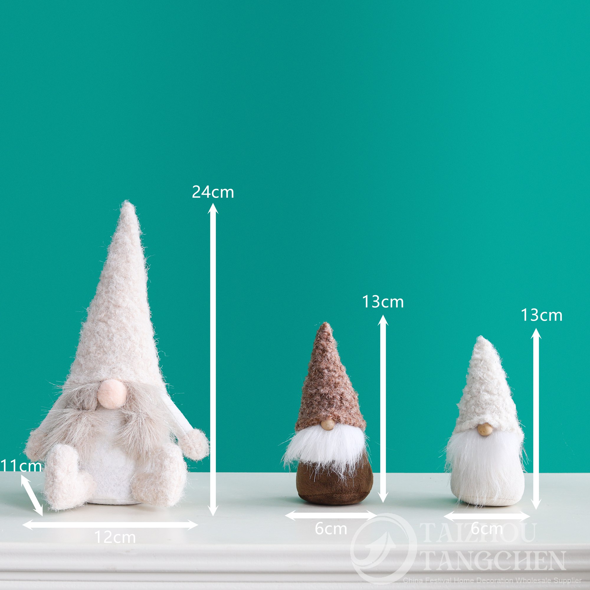 Weiche Filz-Mini-Gnome ohne Gesicht, neutrale beige-braune Winter-Tisch- und Regaldekoration für Zuhause, Weihnachtsfeiern 6