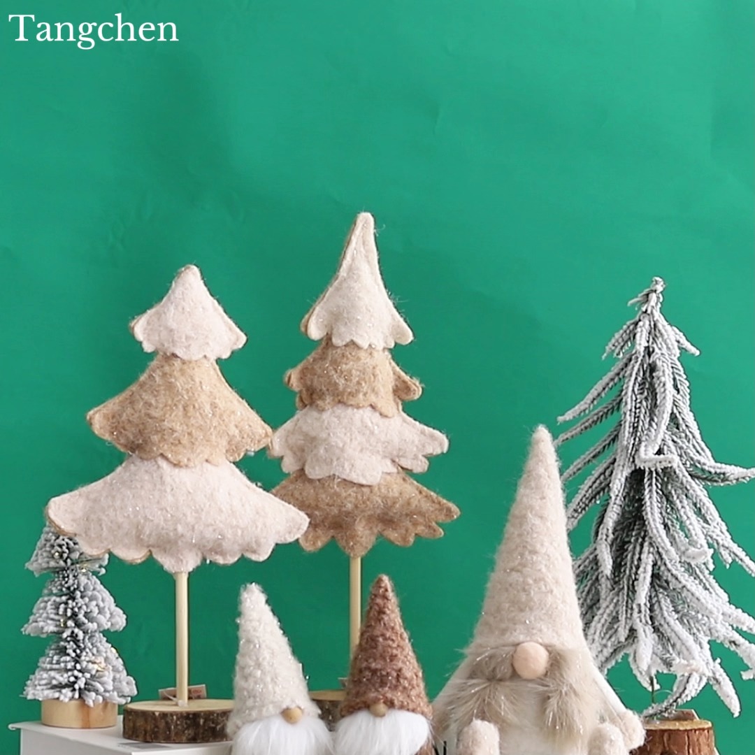 Weiche Filz-Mini-Gnome ohne Gesicht, neutrale beige-braune Winter-Tisch- und Regaldekoration für Zuhause, Weihnachtsfeiern 1