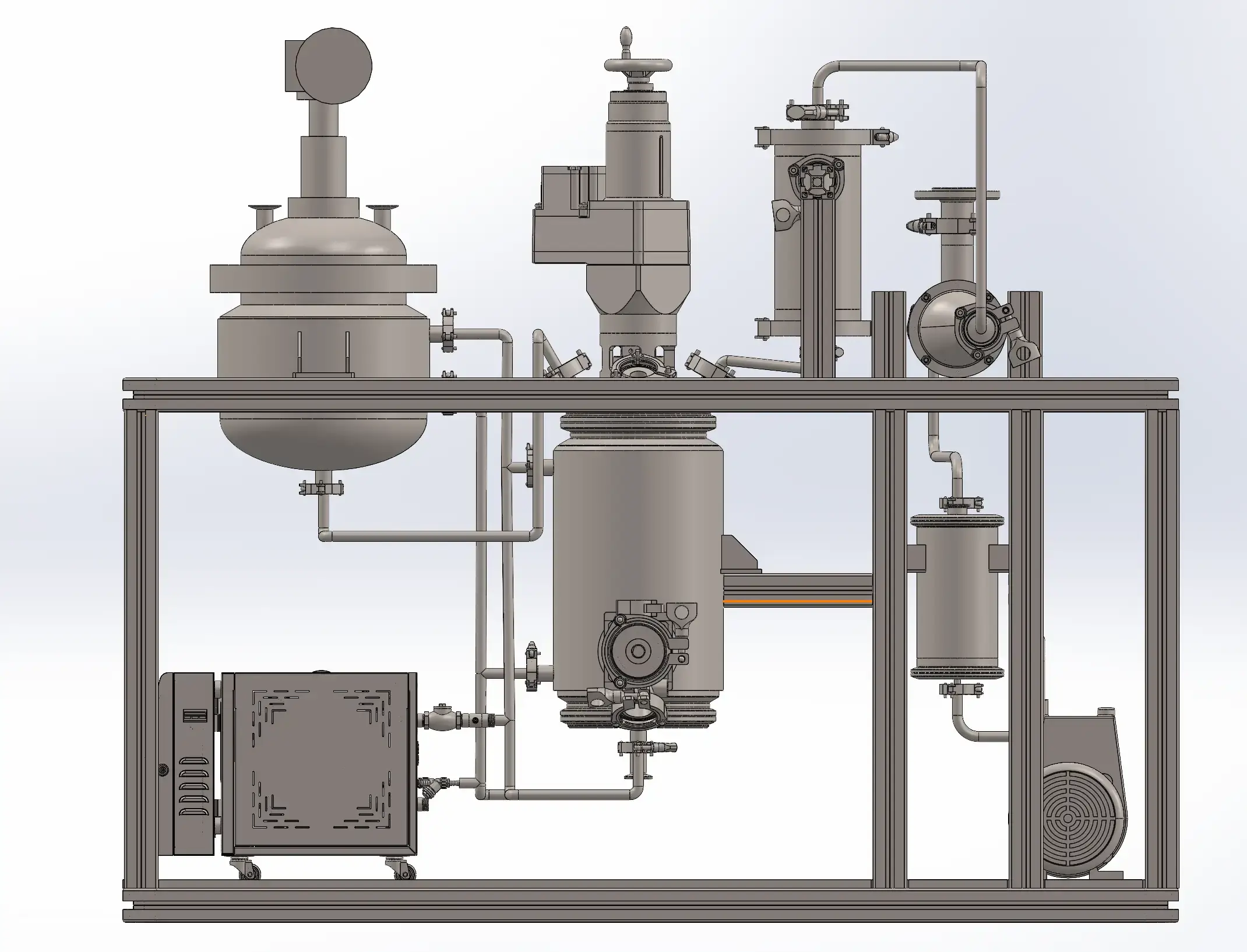 Washing, filtering and drying (three-in-one) system