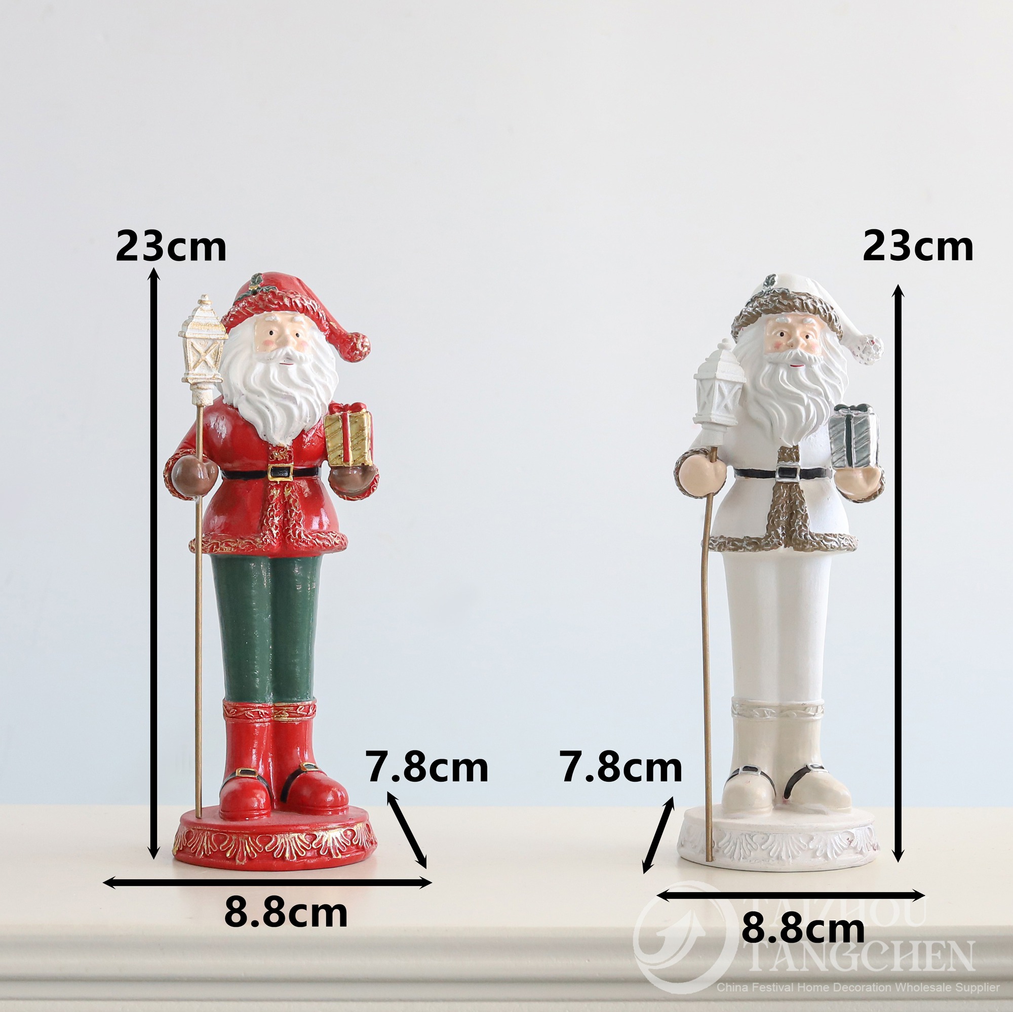 Red White Christmas Table Decor Set Resin Santa Figurines Plush Gnomes  Winter Holiday Desktop Shelf Decor Christmas Gift 6