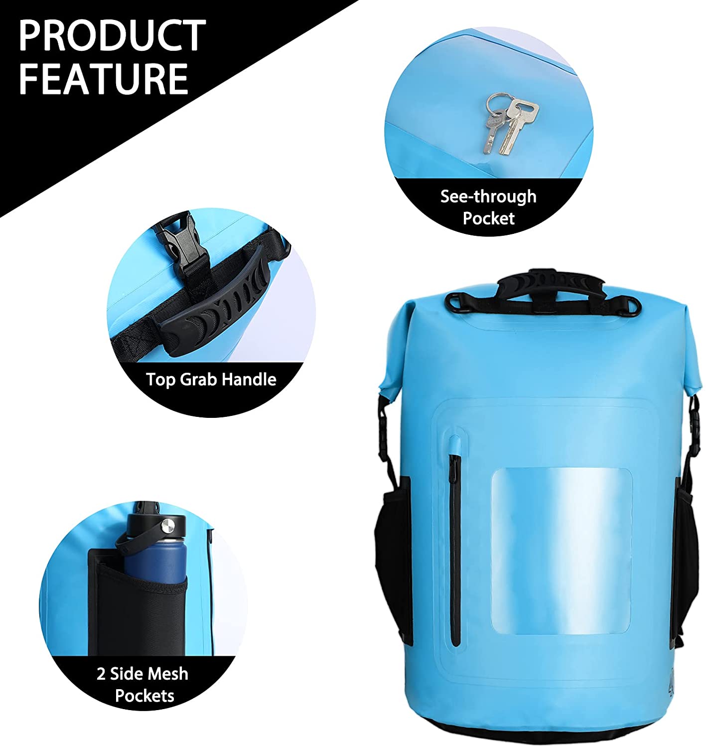 Floating Waterproof Dry Bag, Roll Top Sack Keeps Gear Pvc Dry Bag Backpack For Swimming 6