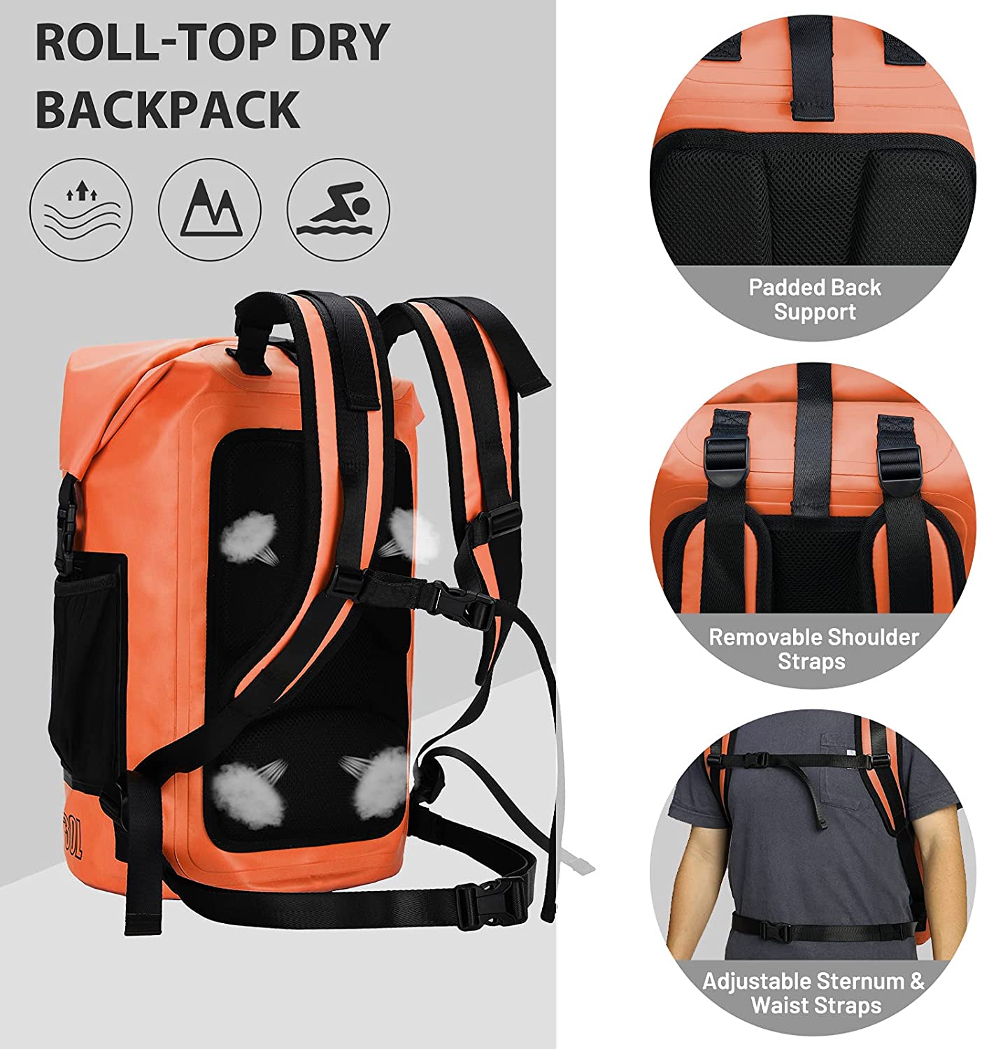 Waterproof Phone Tote Outdoor Beach Backpack Waterproof Pvc Dry Backpack 5