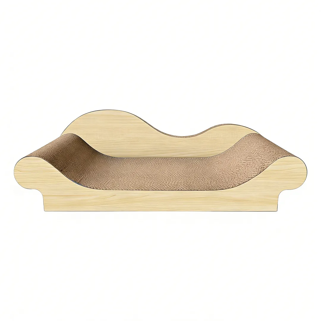Custom Bulk Imitation Wood Wave Sofa Cat Scratcher ZB-0079 1