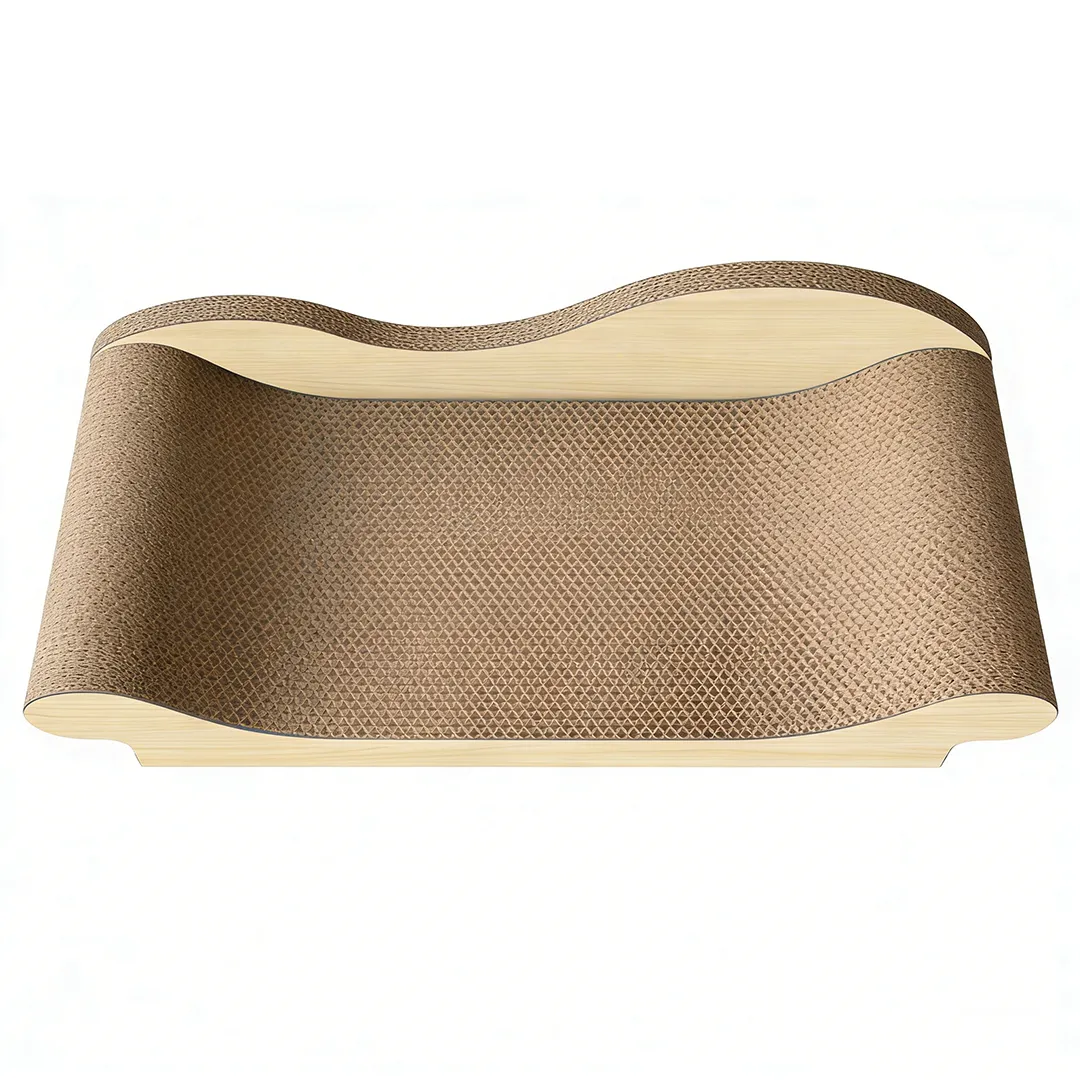 Custom Bulk Imitation Wood Wave Sofa Cat Scratcher ZB-0079 2