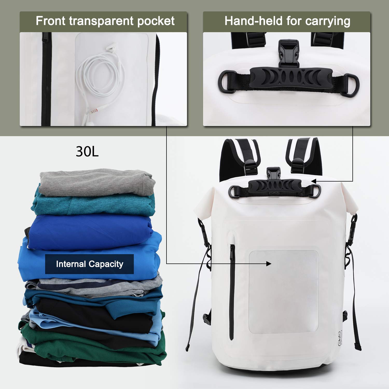 Top Quality PVC Custom Logo Waterproof Camping Dry Bag Backpack10L 20L  30L TO 200L for Outdoor Hiking 5