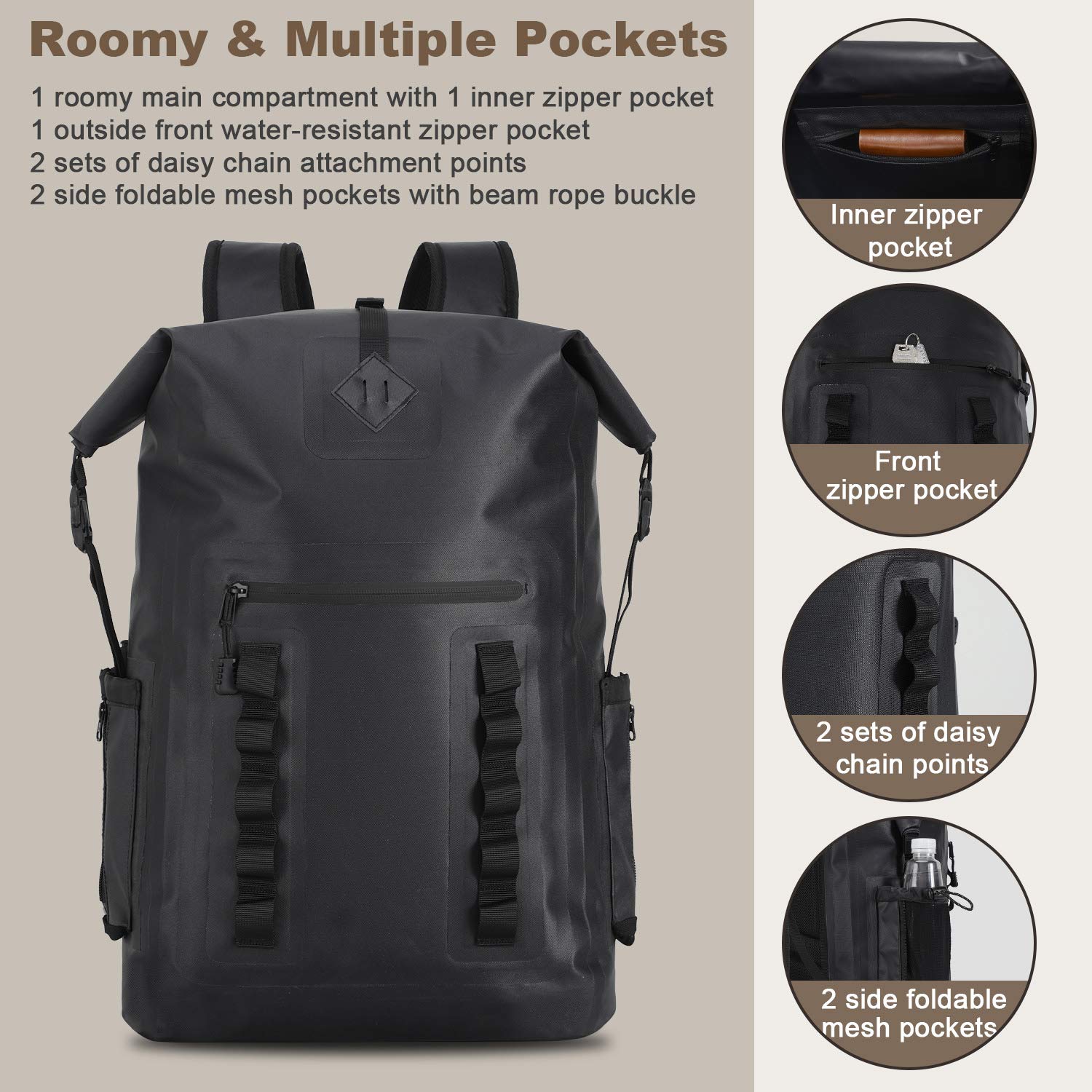 Outdoor & swimming Rafting waterproof dry bag backpack waterproof dry backpack with two straps 4