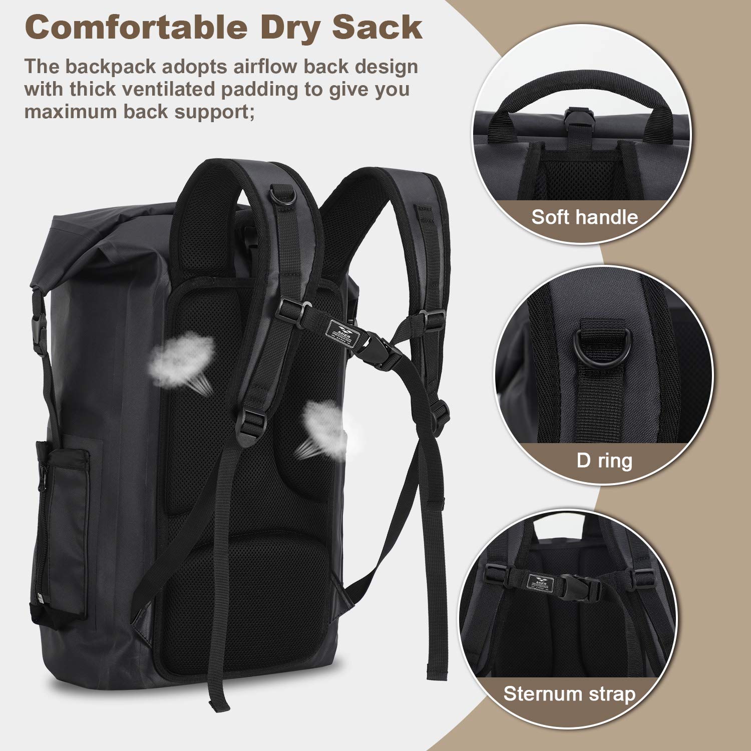 Outdoor & swimming Rafting waterproof dry bag backpack waterproof dry backpack with two straps 5