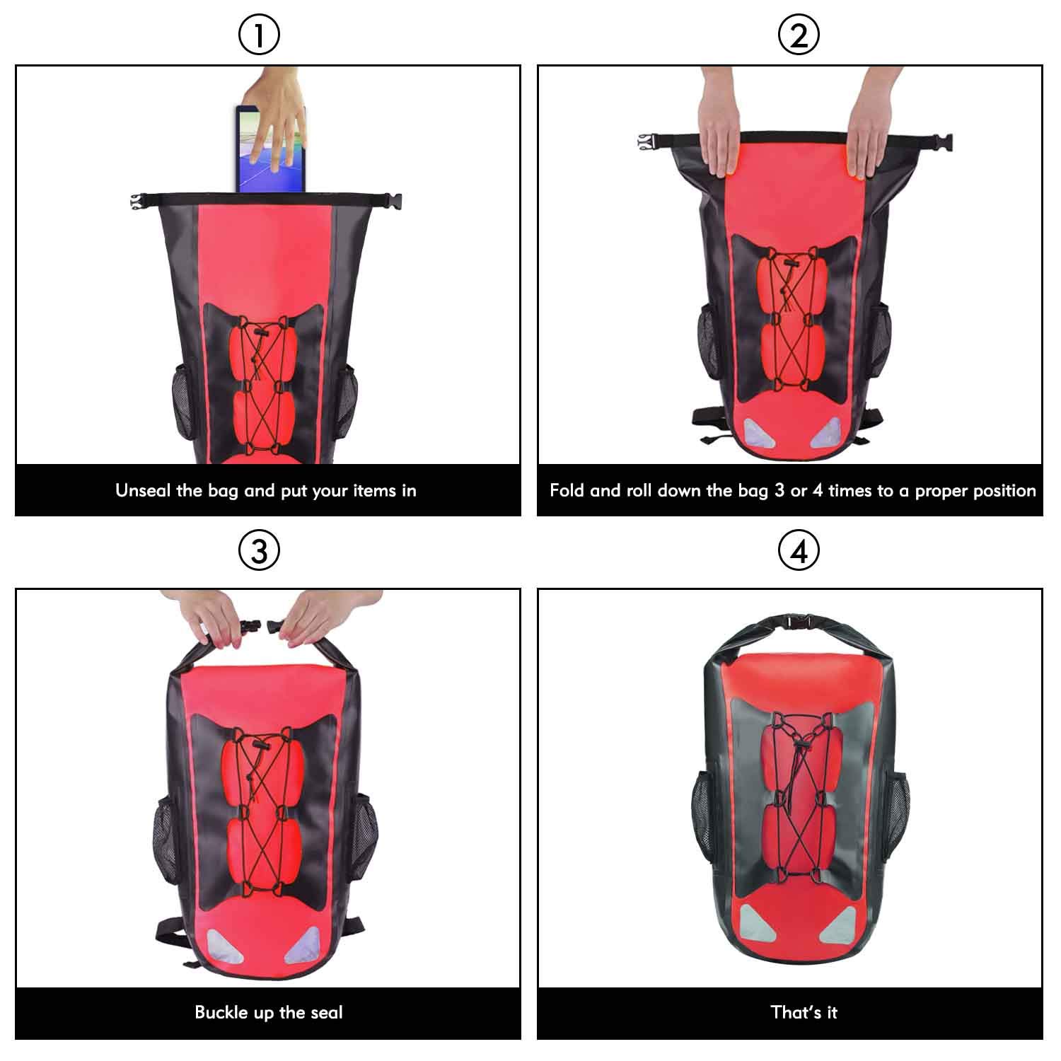 Quality Reflective Gas Tight  Float Drifting  Hike  Accessories 500D PV Outdoor Hiking Boating Waterproof Backpack Dry Bag 5